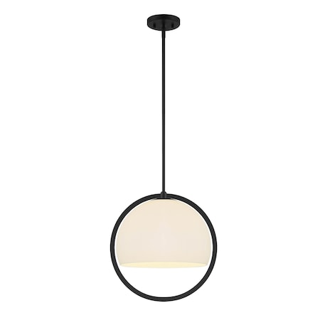 Designers Fountain Eterna 60 Watt 1 Light Matte Black Pendant with Etched Opal Glass Shade D274M-16P-MB